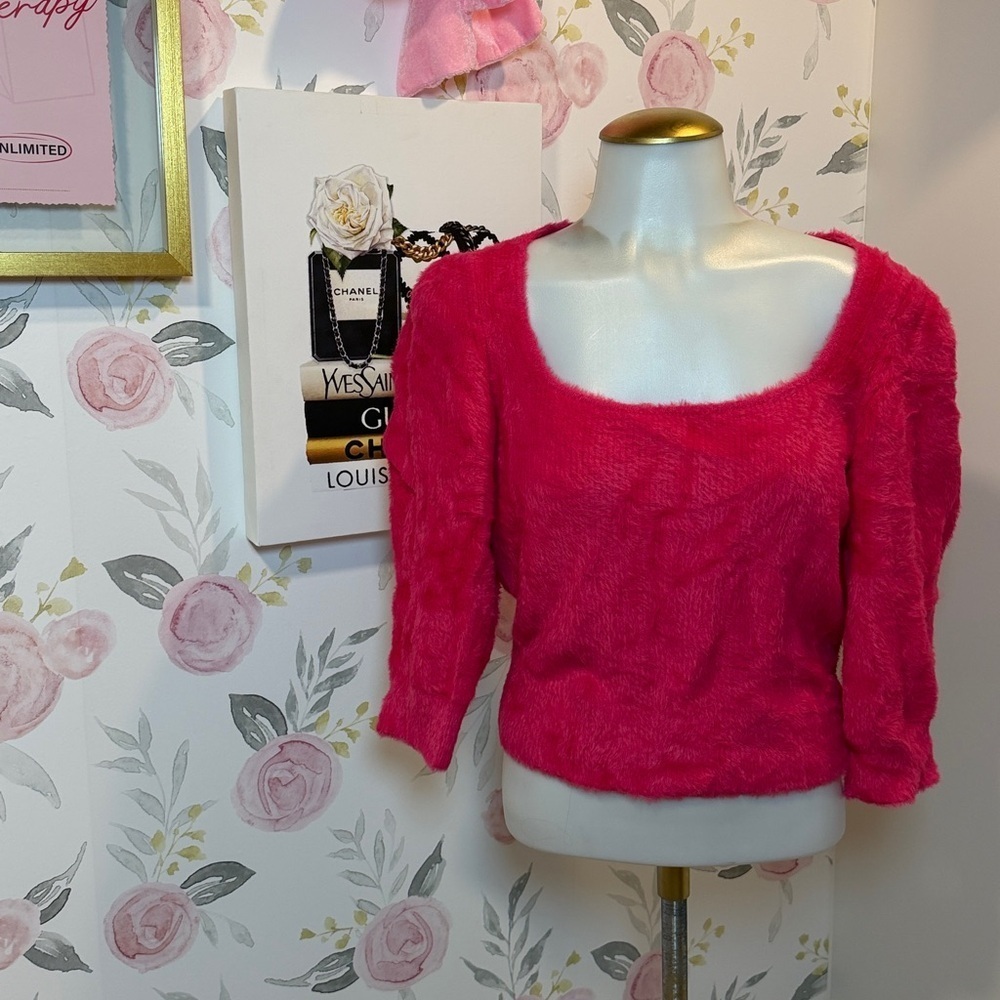 Free People Hot Pink Sweater Moonbeam Furry